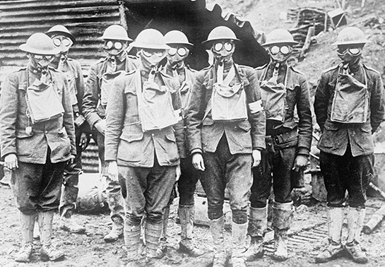 American Soldiers in Gas Masks, 1918