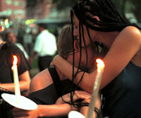 A candle light vigil at union square
