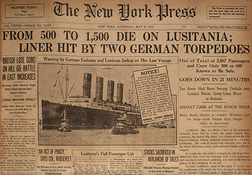 Newspaper: Sinking of the Lusitania