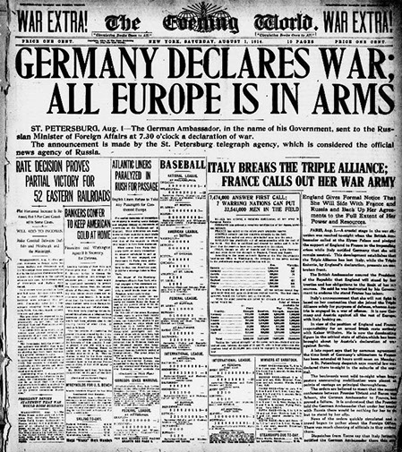 Newspaper: Germany Declares War 