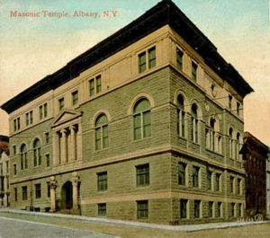 postcard showing the Albany Masonic Temple during the early 1900s