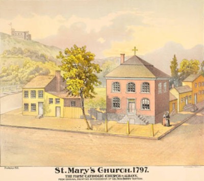 Depiction of St. Mary's Catholic Church in 1797
