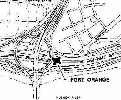 location of Fort Orange on a modern map
