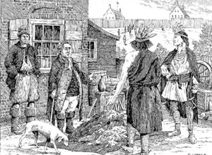 Trading for furs near Gerrit Lansing's house - 1686