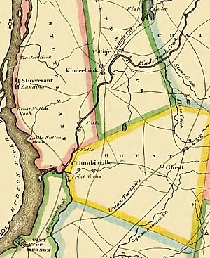 19th century map of the Kinderhook area