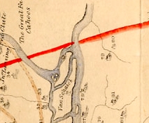 detail from 1767 map showing Lansing's house