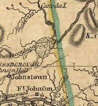 detail locating the  Sacandaga Patent on the Sauthier map of 1776