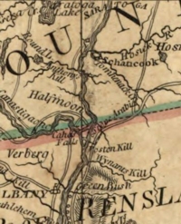 detail from a map dated 1776 placing Schaghticoke in its Albany context