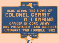 NYS marker on site of Lansing's Oriskany home