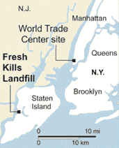 Map showing fresh kill's relation to ground zero